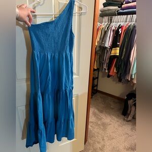 Elegant Blue One Shoulder Dress